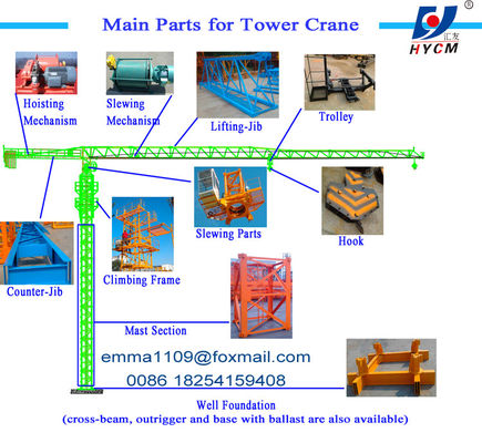 Προσφορά QTZ125 P6016 Flattop Tower Crane χωρίς κεφάλι 10T 50m Heighttt